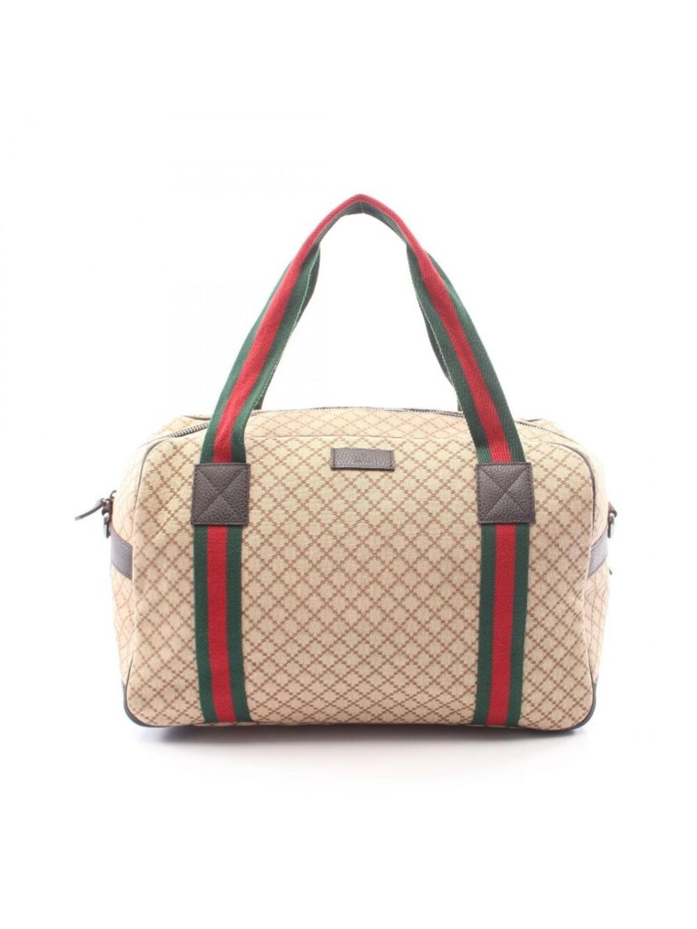 Gucci Boston Bag Sherry Line Beige Brown Canvas Leather Diamante